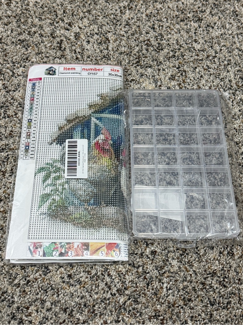 Blue and Multicolor Chicken Farmhouse Diamond Dot Kit includes storage box